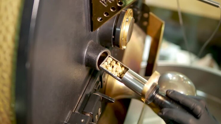 Footages Of The Processes Of Coffee Roasting With The Coffee Roaster