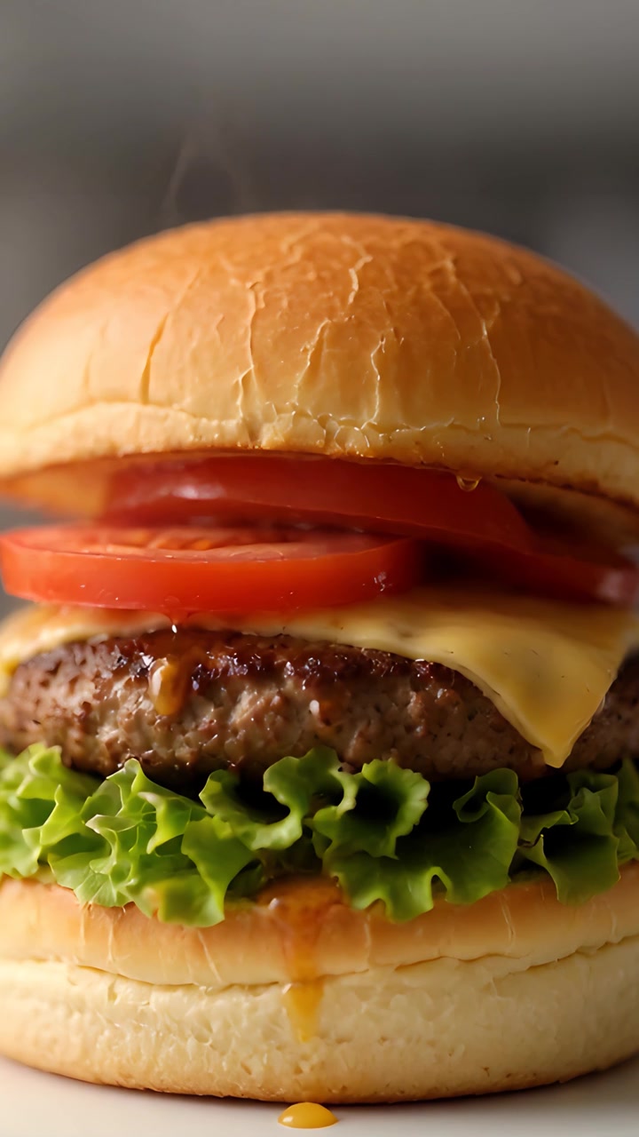 Hamburger Succoso Primo Piano Sfondo Bokeh 4K