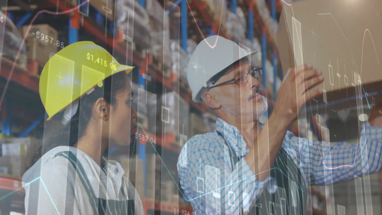 animación del procesamiento de datos sobre las personas que trabajan en el almacén