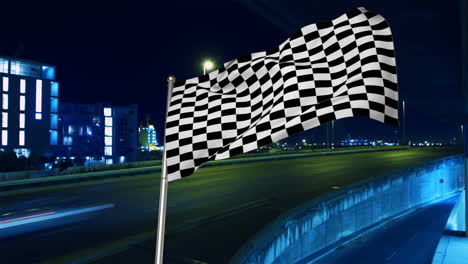 bandera de carreras en la autopista