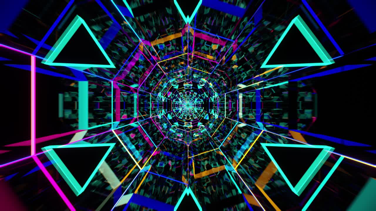 animación de bucle vj de un túnel de neón brillante y colorido