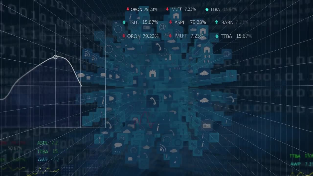 Animation of binary coding and data processing