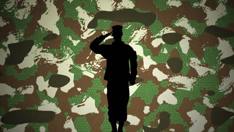 veterans day 5 options text and  figures of soldiers over us flag against camouflage background