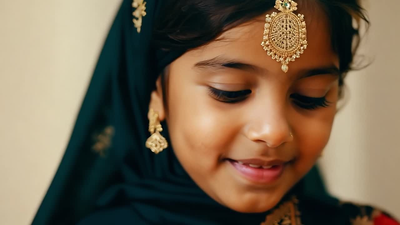 Portrait of a Young Girl in Traditional Indian Attire
