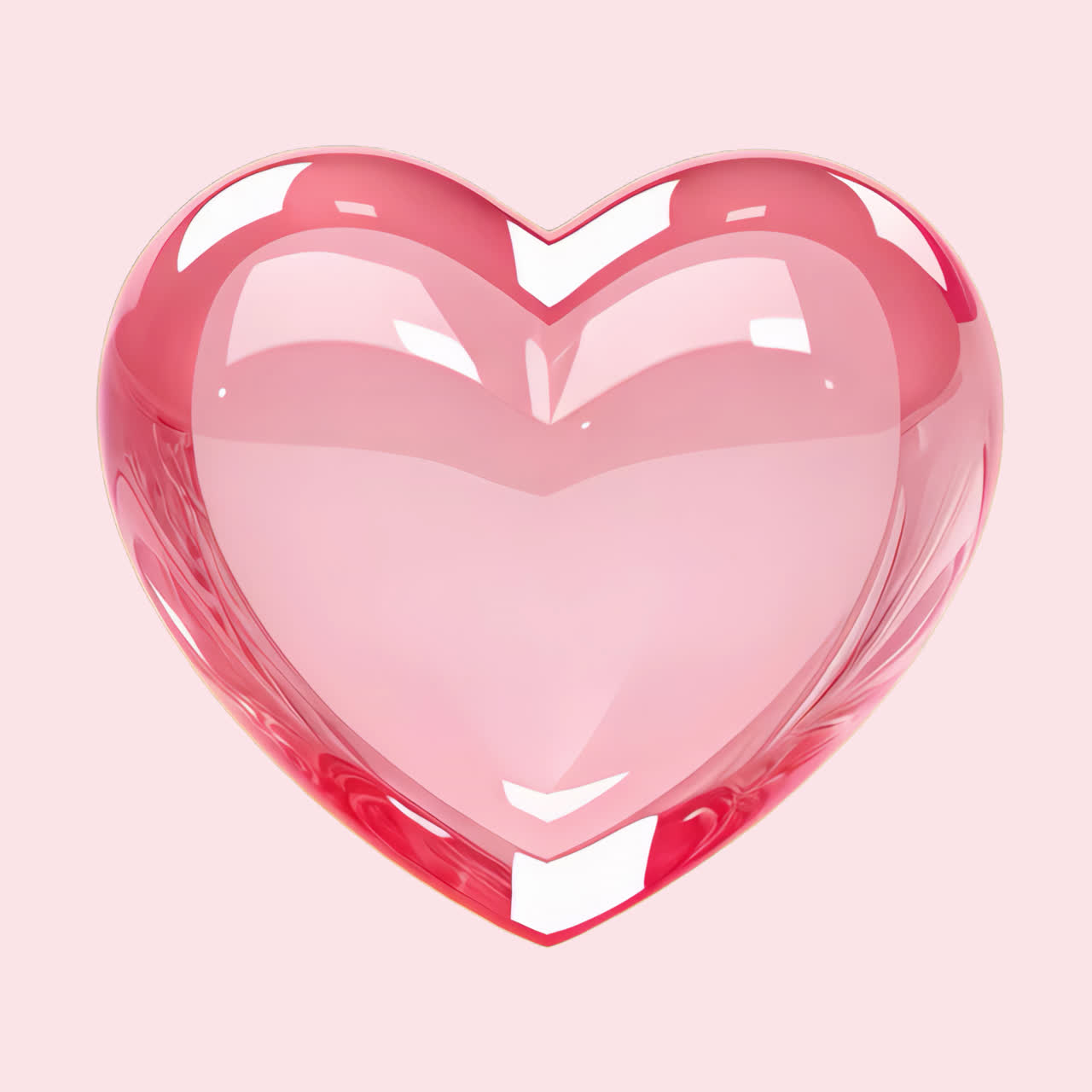Glossy pink heart sculpture animation isolated asset, transparent 4K video, alpha channel, ProRes