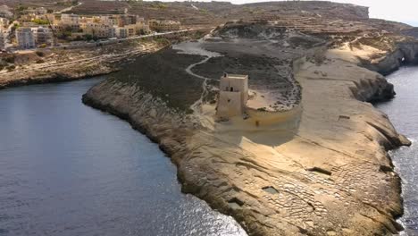 Drone-shot-tracking-towards-Xlendi-Tower