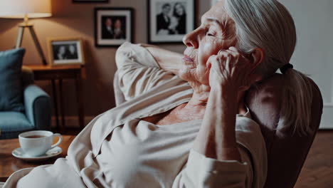 senior woman relaxing or in discomfort