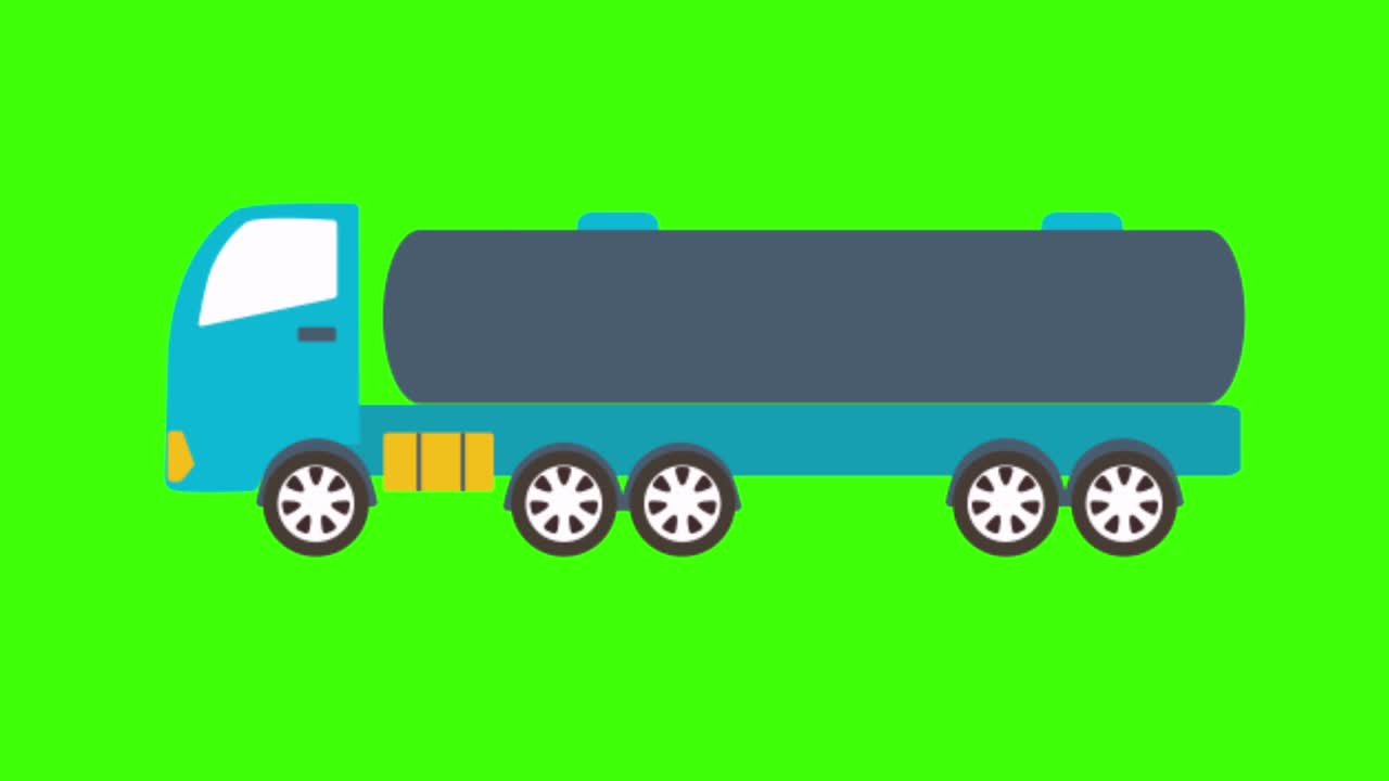 4k에서 녹색 화면에 고립 된 트럭의 다채로운 간단한 애니메이션