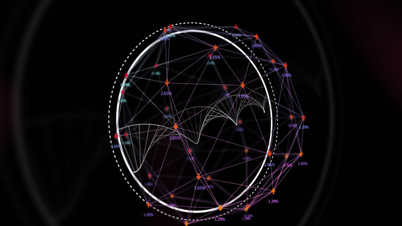 animación digital de la estructura del adn girando contra el globo de la red de conexiones