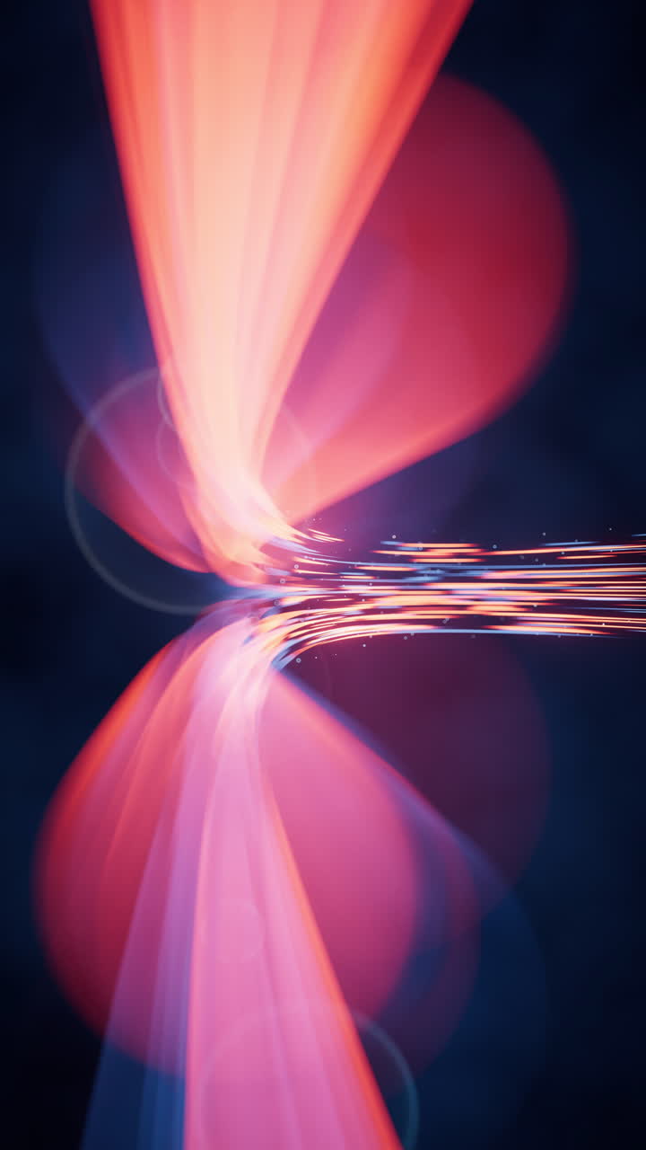 Flowing curves with glowing neon lines, 3d rendering.