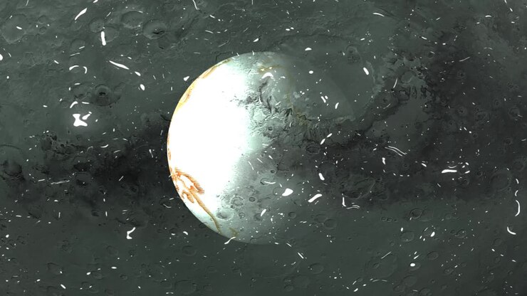 Transaction of Earth from space globe spinning dark lighting background