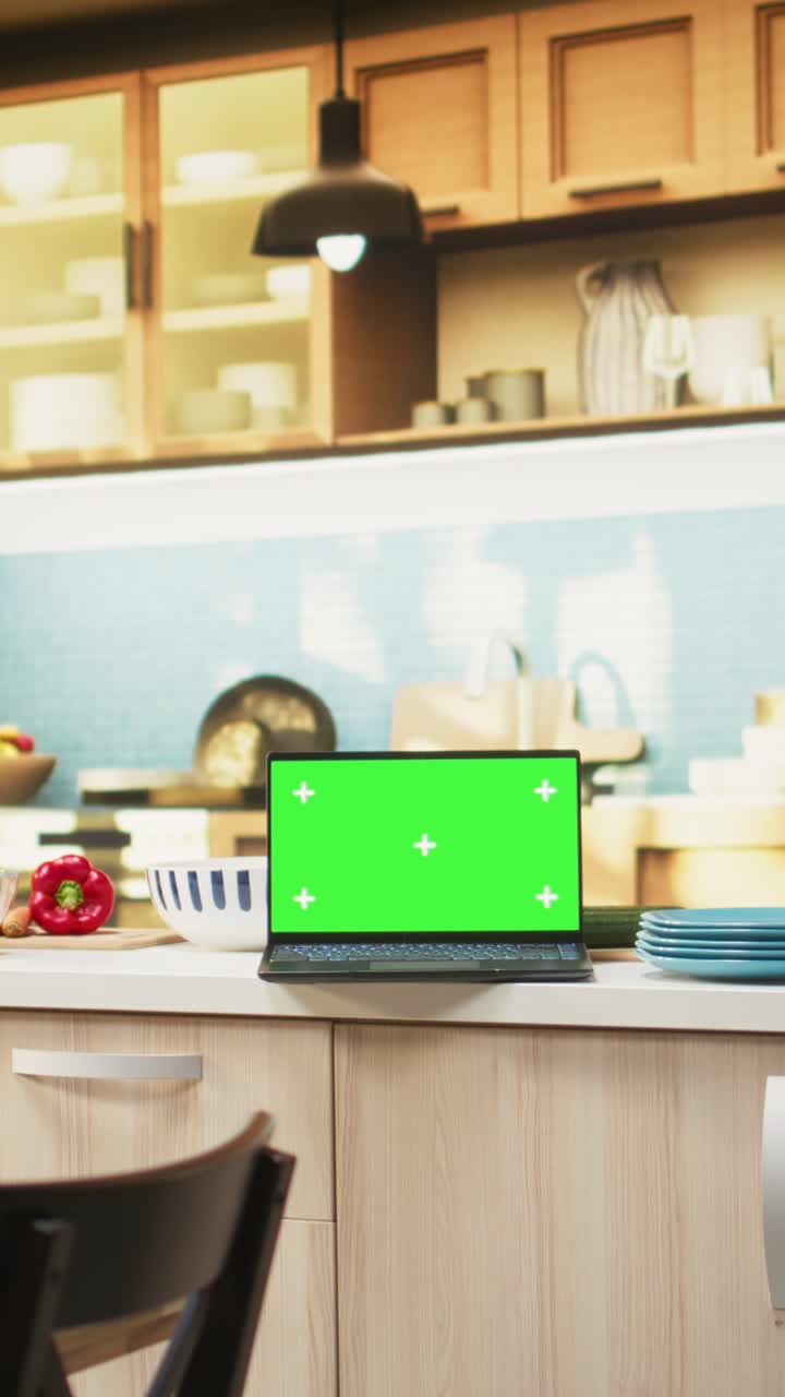Vertical Video Isolated mockup with elegant kitchen interior and countertop