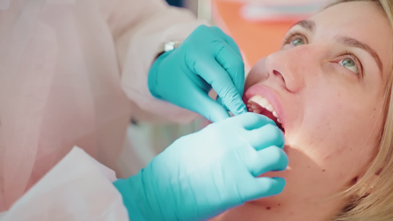 Dentist placing Invisalign on patient