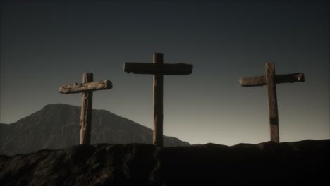 wooden crucifix cross at mountain