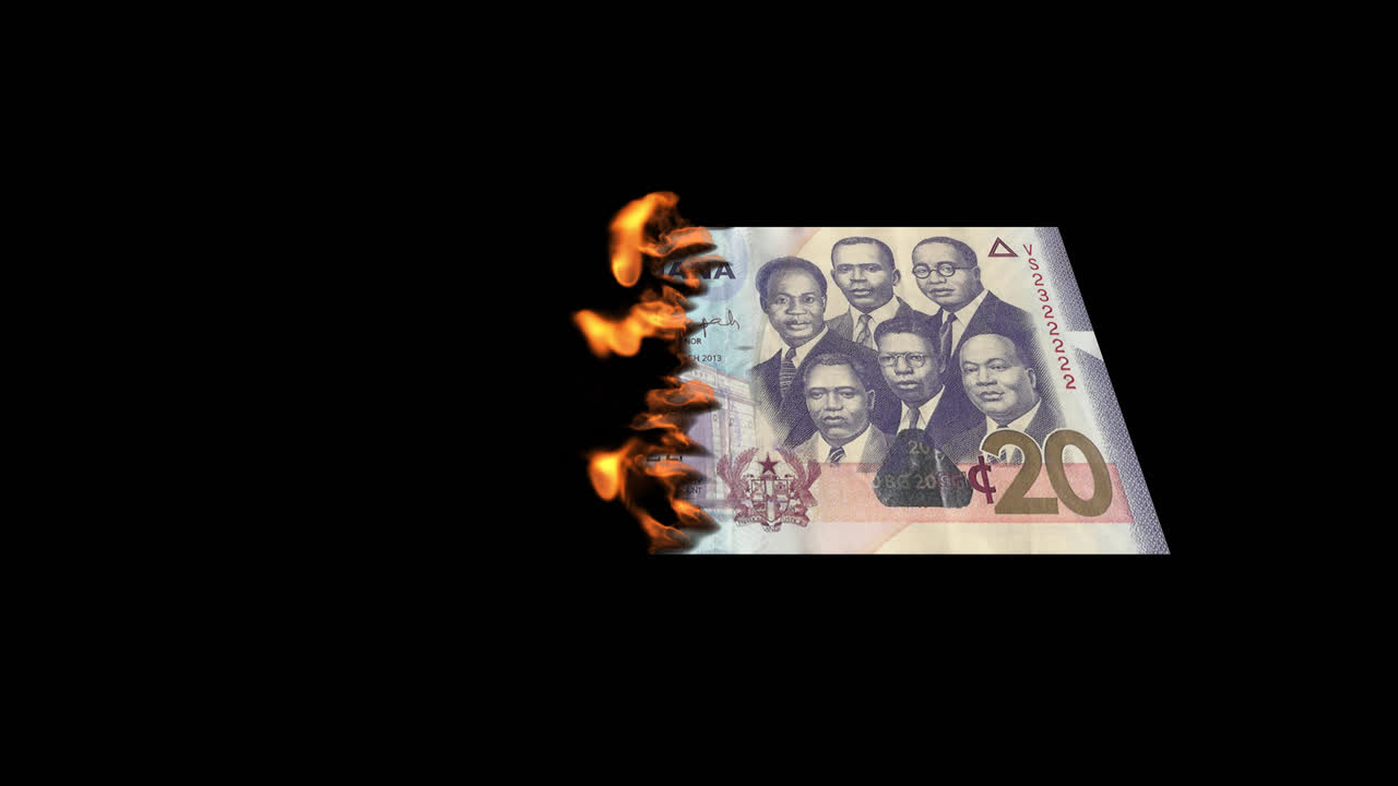 Burning Ghana Cedi Note
