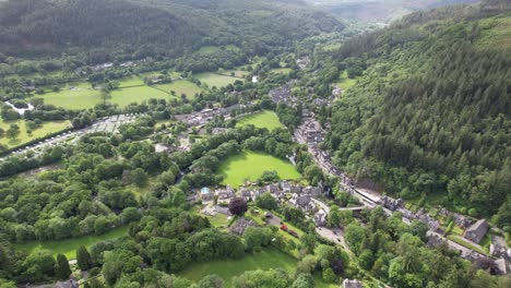 betws y coed north wales uk high drone aerial view