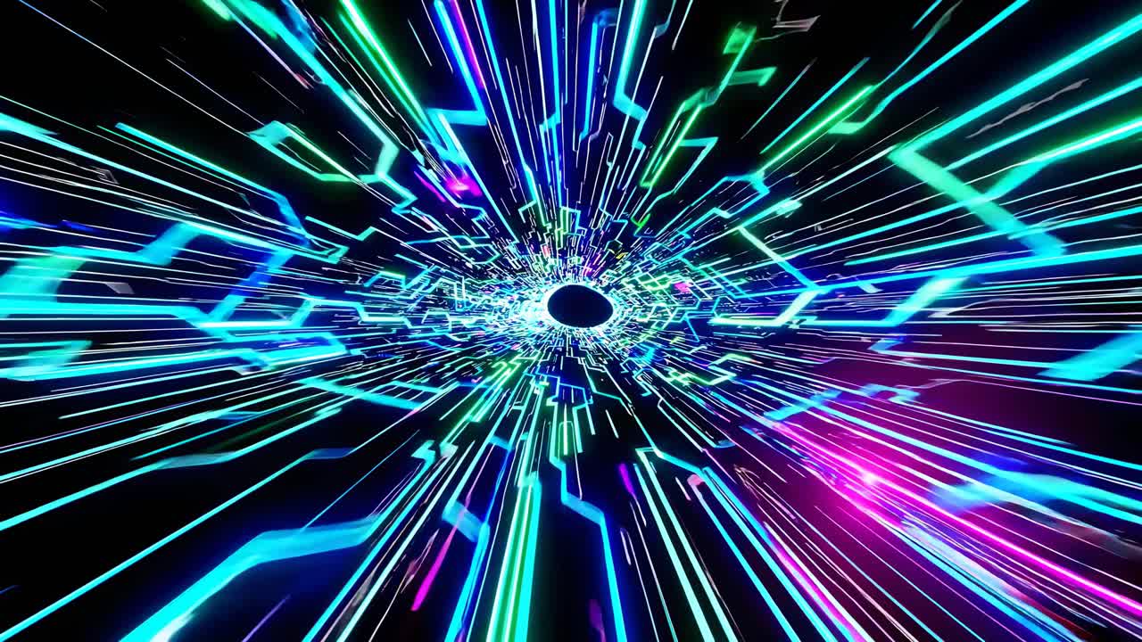 túnel cyberpunk abstracto con luces de neón