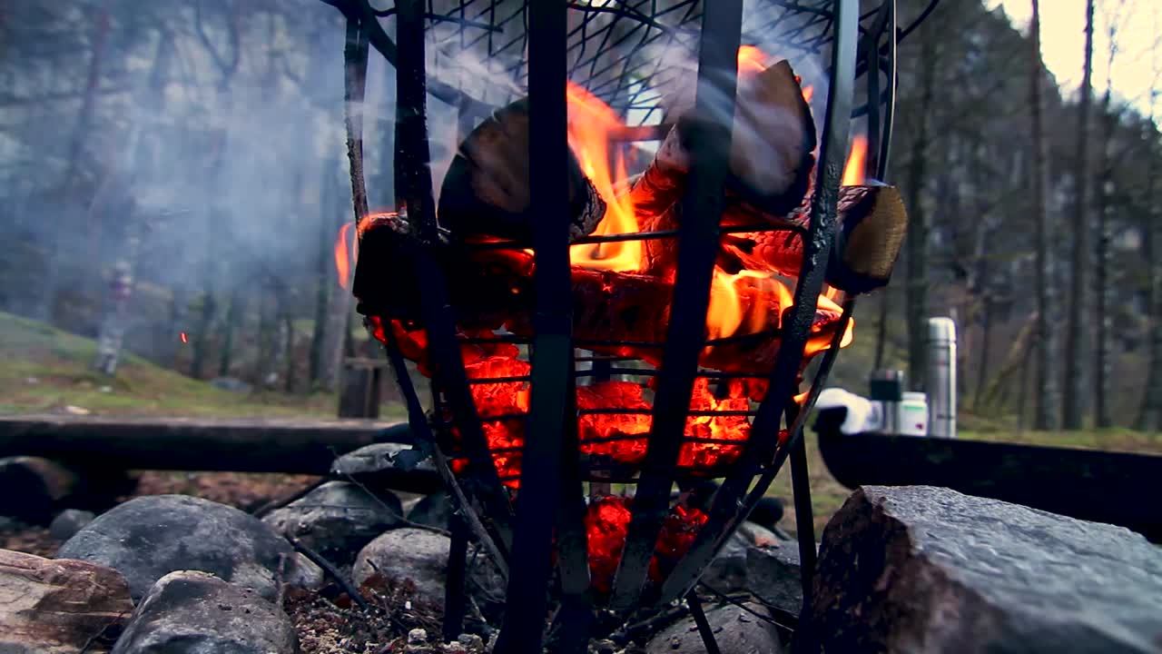 자연을 배경으로 모닥불