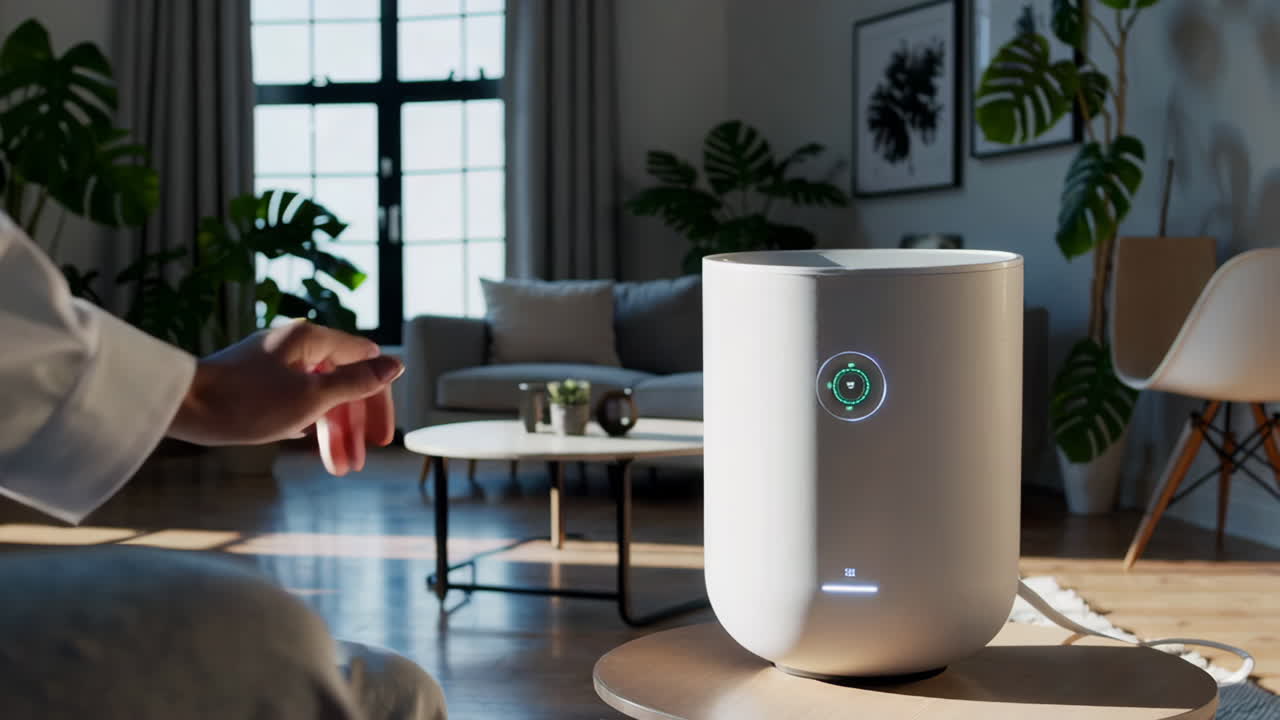 Modern Air Purifier in a Stylish Living Room