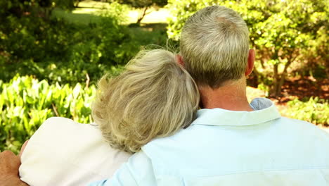 Pareja-De-Jubilados-Relajándose-En-El-Parque