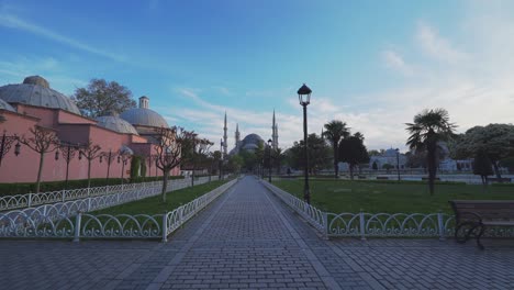 blue mosque and square without people in istanbul. 4k footage in turkey