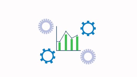 statistics bars and gears business successful animation