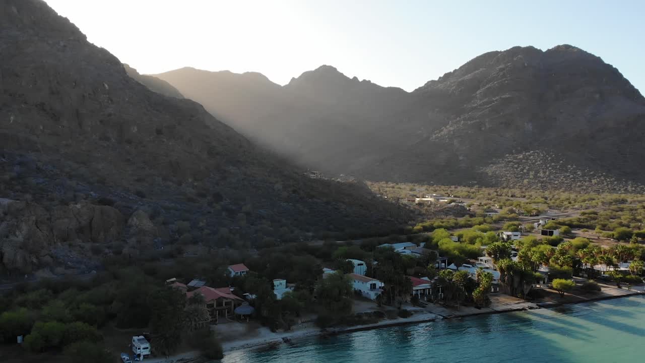 Fast moving drone camera captures the beauty of Playa El Coyote, a pristine beach in Baja California Sur, Mexico