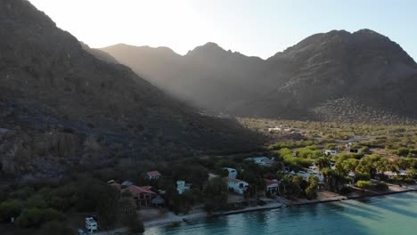 fast moving drone camera captures the beauty of playa el coyote, a pristine beach in baja california sur, mexico