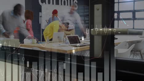 lapso de tiempo de las personas en una oficina y gráficos 4k