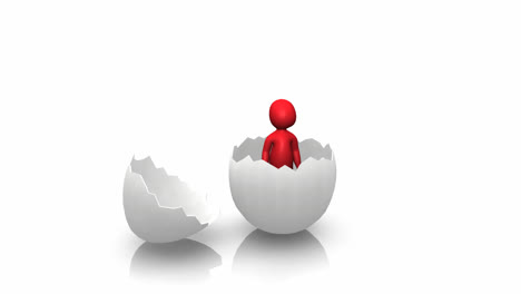 3d man coming out of an egg