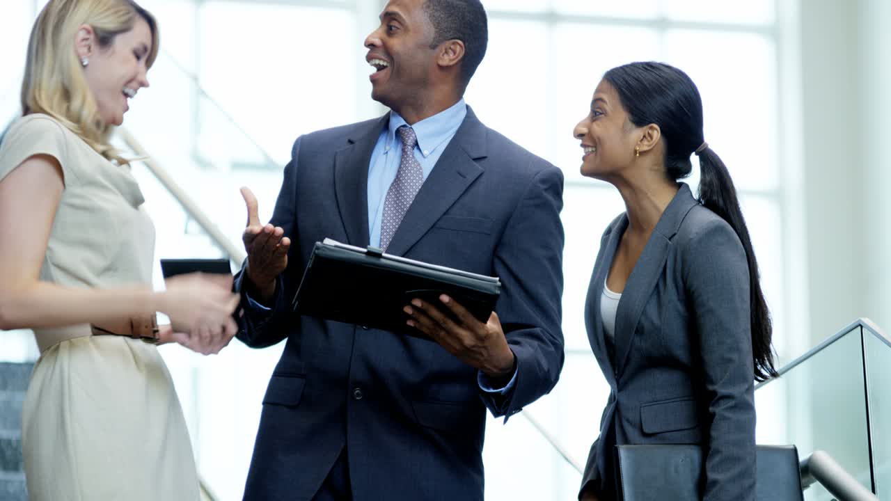 Male female multi ethnic business team in office