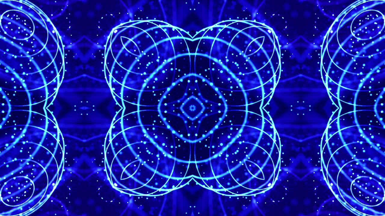 4k looped sci-fi 3d fondo con efectos de luz. partículas azules brillantes forman líneas, superficies, estructuras simétricas complejas como en el caleidoscopio. tema abstracto de microworld o nanotecnología 22