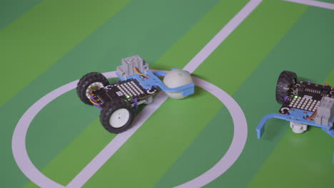 ai robotic football championship for kids, close up view