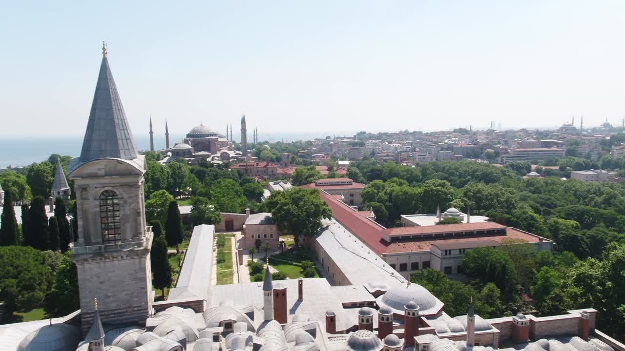 la mezquita de hagia sophia, video aéreo de drones en 4k