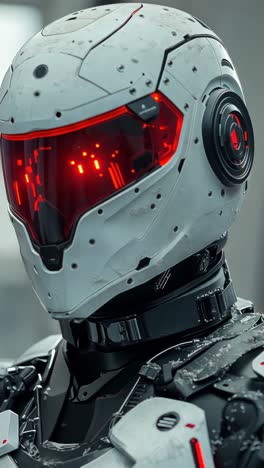 futuristic robot armor design featuring glowing red accents