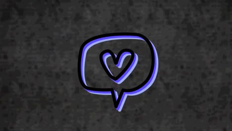 Animation-of-neon-heart-icon-over-textured-background