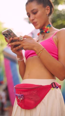woman celebrating pride at a parade