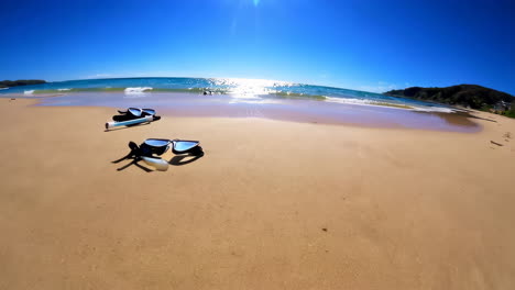 beautiful beach scene with snorkeling gear