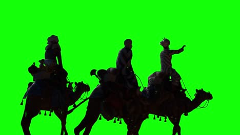 christian christmas scene with the three wise men on green background