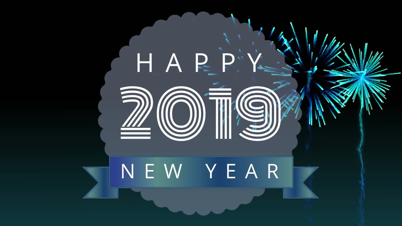 Scritta Buon Anno con fuochi d'artificio 4k