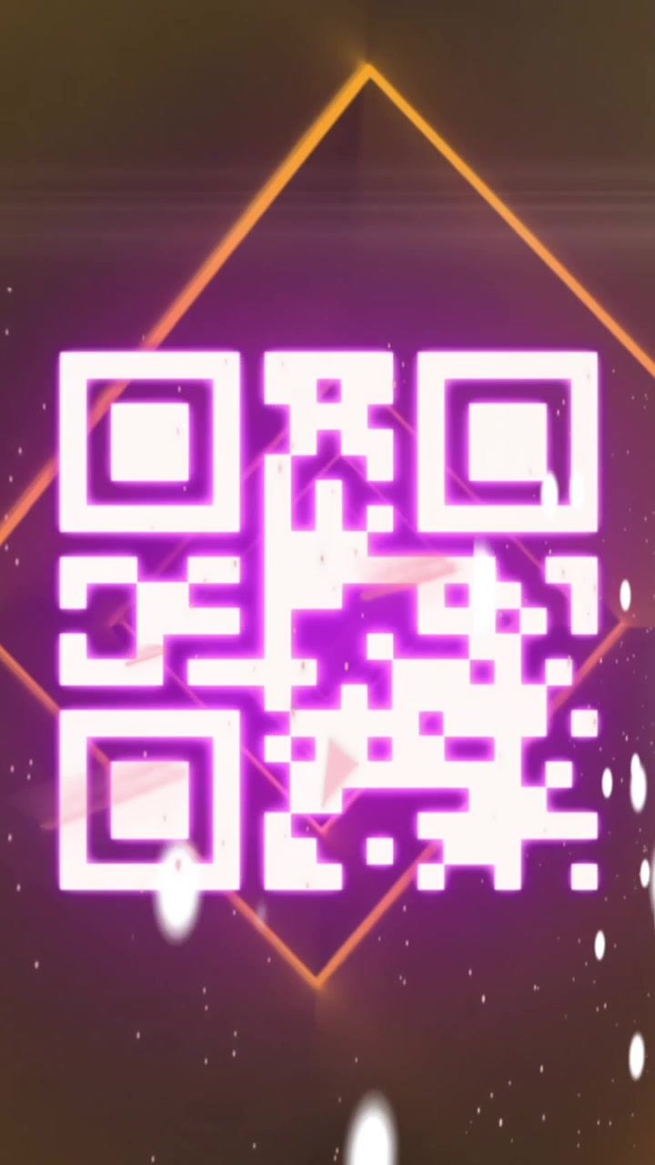 Neon pink qr code scanner against multiple screens with plexus networks on orange background