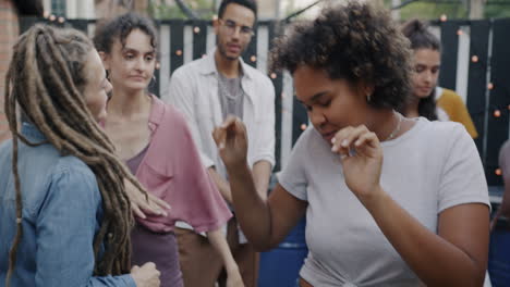 friends having a backyard party