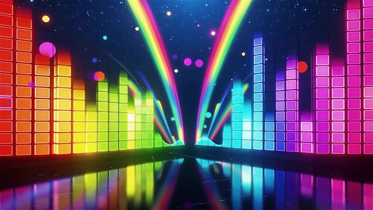 Futuristic Rainbow Neon Music Equalizer Visualizer Background