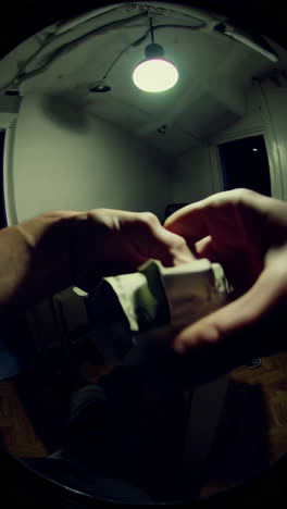 money exchange in a room at night