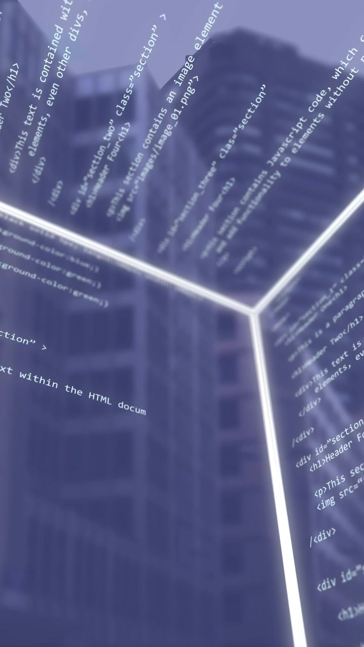 Animation of data processing over cityscape