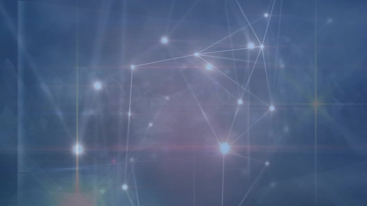 Animation of glowing network of connections against blue background