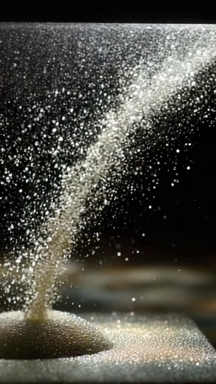 Cautivadora corriente de burbujas emergiendo de una superficie, creando una encantadora exhibición visual con líquido brillante y finas partículas de aerosol en movimiento