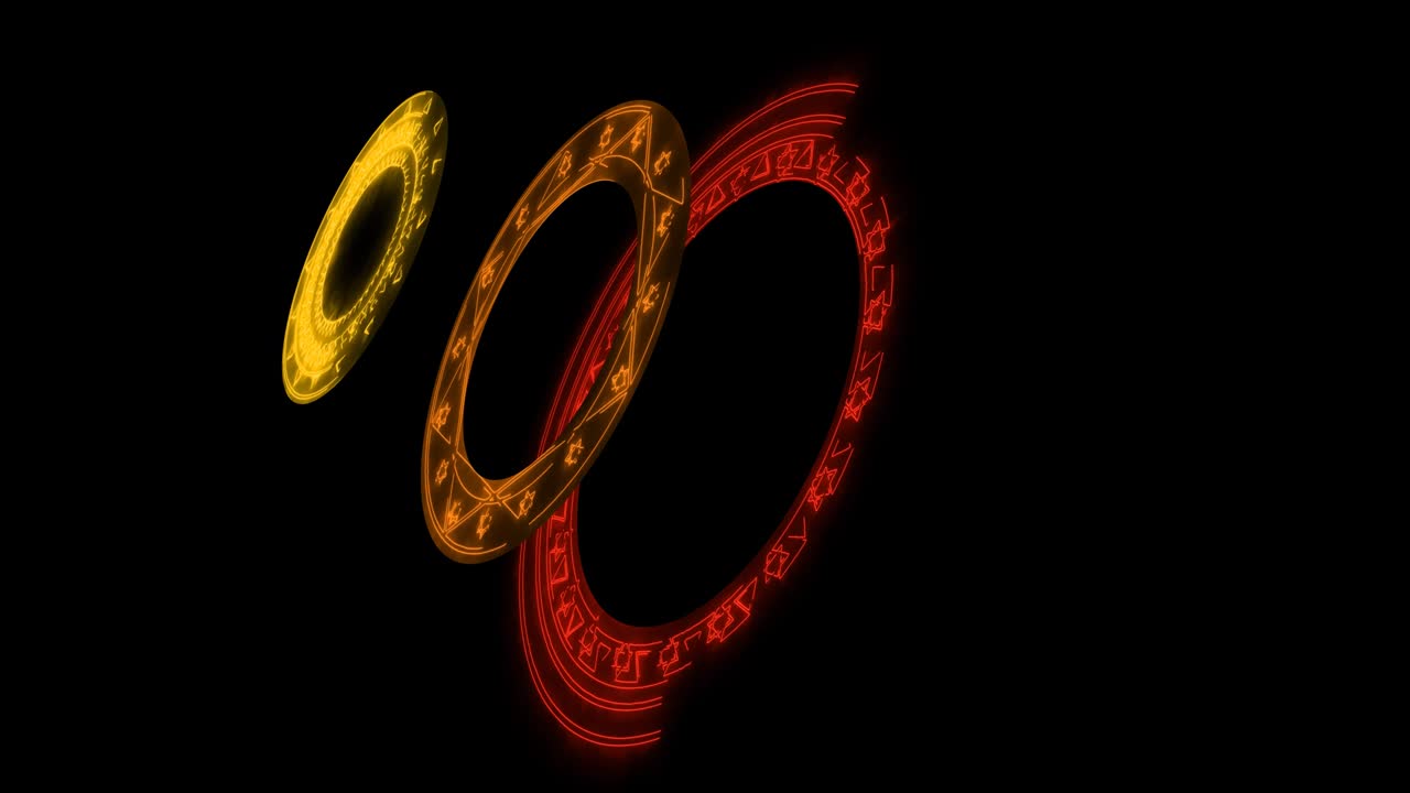 mago dimensión ciclo mágico desvanecerse 3d tres niveles de color en movimiento y siempre girar en pantalla negra
