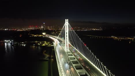 Bay-Bridge,-Nacht,-Oakland-Seite