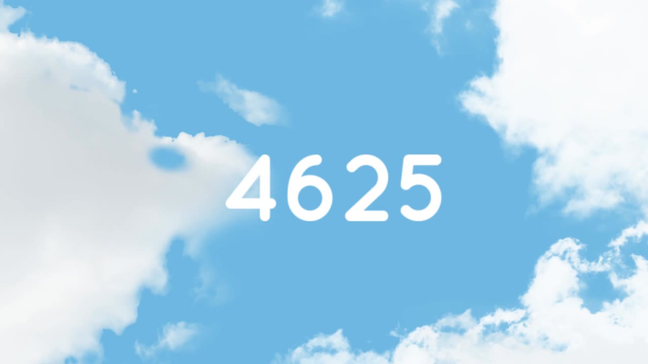 구름과 하늘 위에 자라는 숫자의 애니메이션